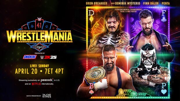 En WrestleMania, el Campeonato Intercontinental se defenderá en un Fatal 4-Way Match por primera vez en la historia en 'La Vitrina de los Inmortales'. Bron Breakker se enfrentará a Penta, Finn Bálor y "Dirty" Dominik Mysterio de The Judgement Day. | Crédito: WWE