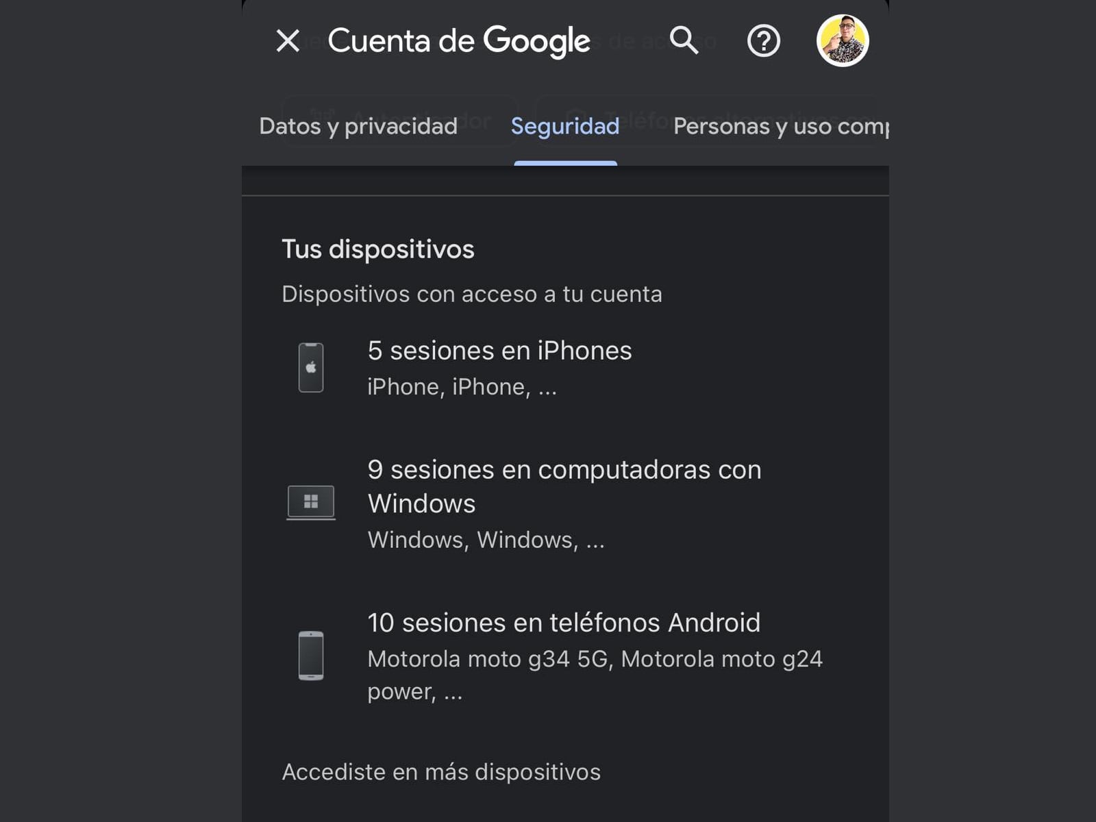 GOOGLE | En este apartado podrás ver todos los terminales vinculados. (Foto: MAG - Rommel Yupanqui)