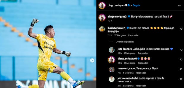 Luis Advíncula dejó peculiar comentario en cuenta de Diego Enríquez. (Foto: Captura Instagram)
